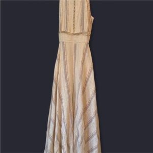 Chic Cream Striped Maxi Dress